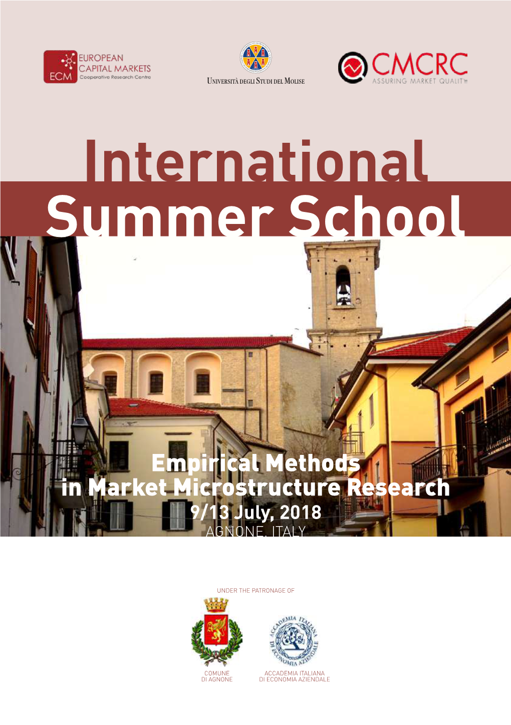 International Summer School 9/13 July, 2018 AGNONE, ITALY