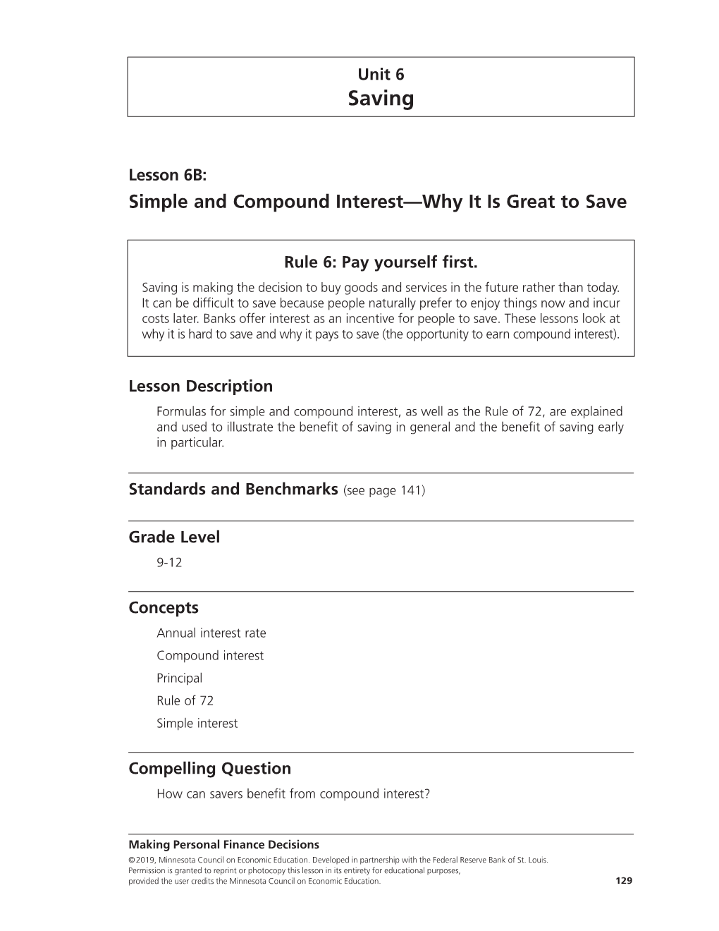 MPFD Lesson 6B: Simple and Compound Interest—Why It Is Great to Save