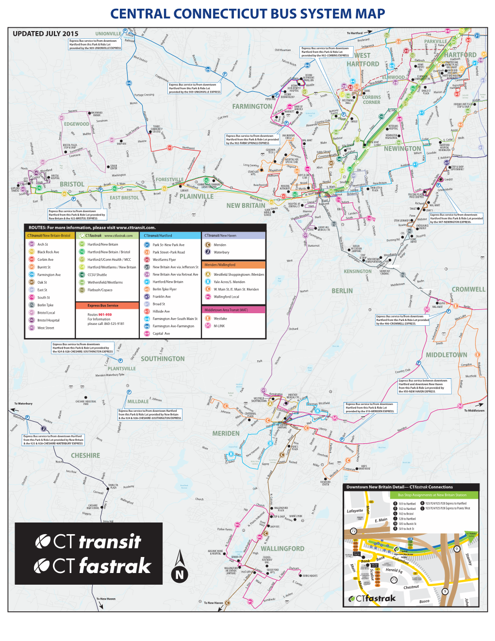 Central Connecticut Bus System Map