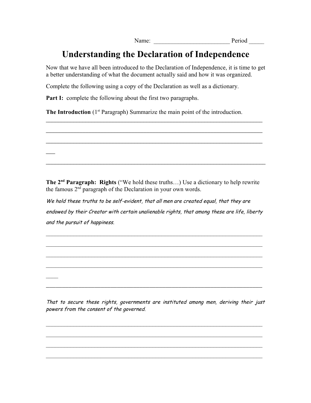 Understanding the Declaration of Independence