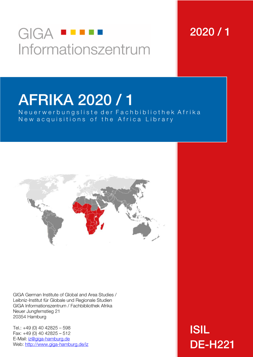 AFRIKA 2020 / 1 Neuerwerbungsliste Der Fachbibliothek Afrika / New Acquisitions of the Africa Library