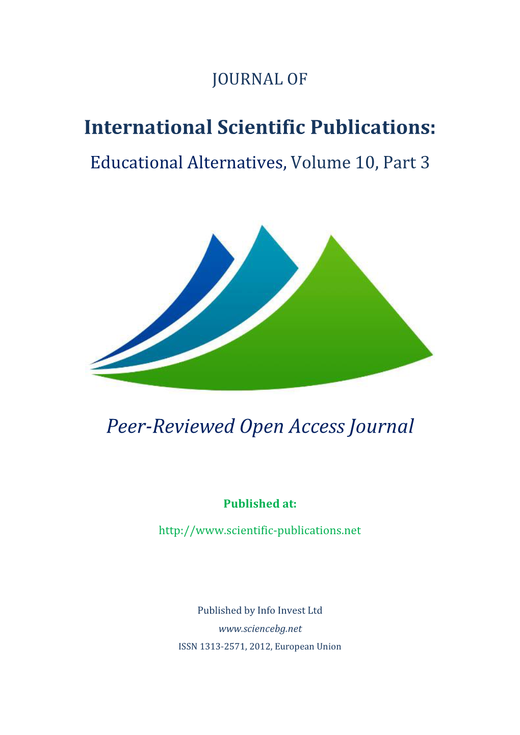 Journal of International Scientific: Educational Alternatives, Volume 10