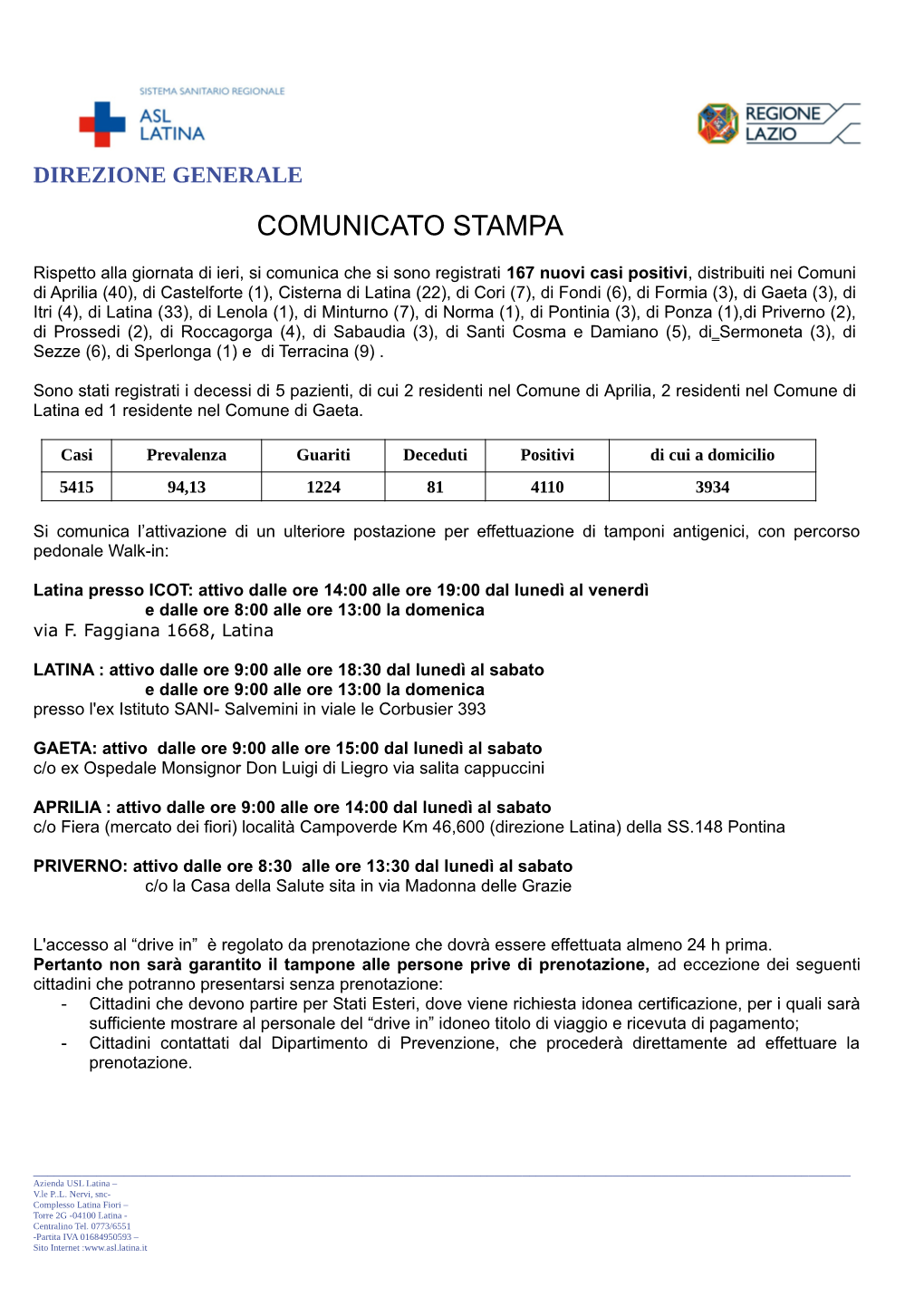 Comunicato Stampa