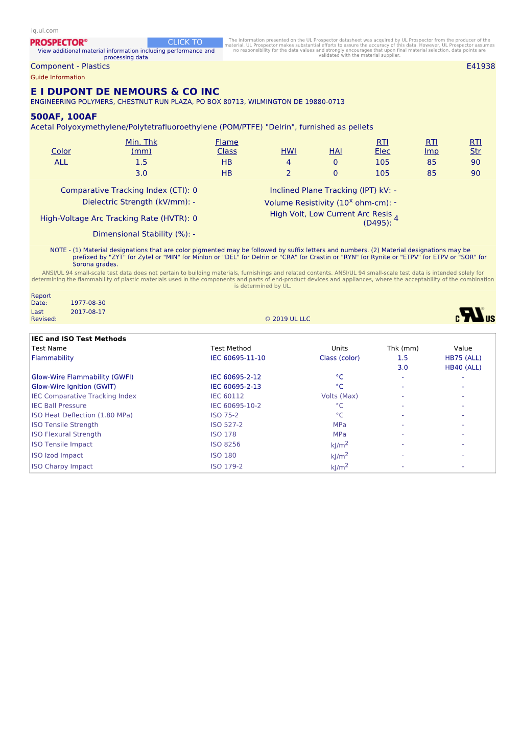 UL Certification: E41938