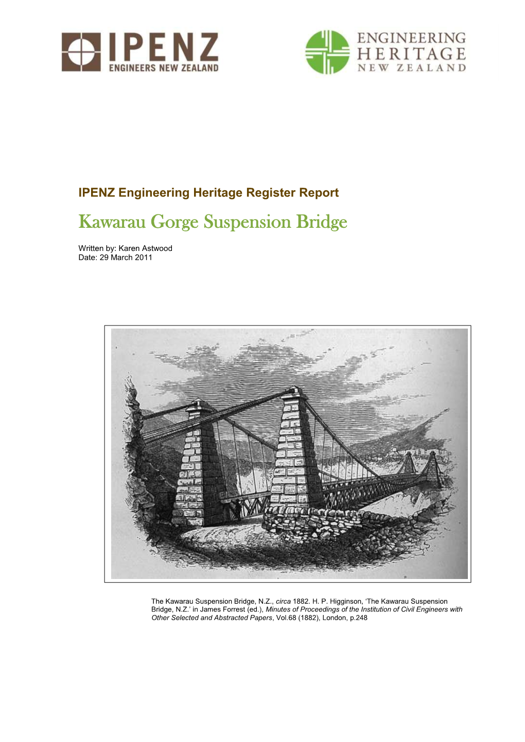 Kawarau Gorge Suspension Bridge Register Report