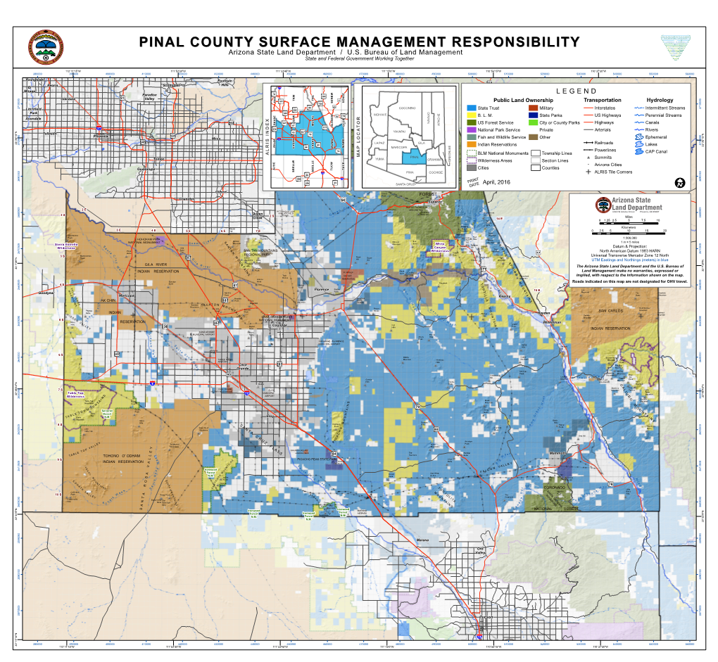 PINAL COUNTY SURFACE MANAGEMENT RESPONSIBILITY Arizona State Land Department / U.S