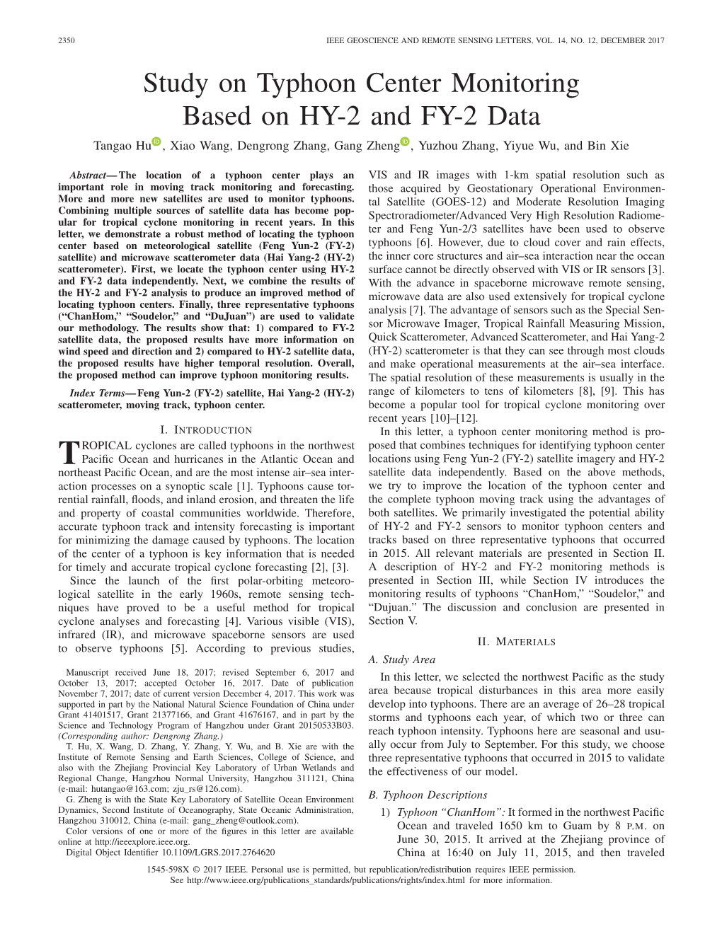 Study on Typhoon Center Monitoring Based on Hy-2 and Fy-2 Data 2351