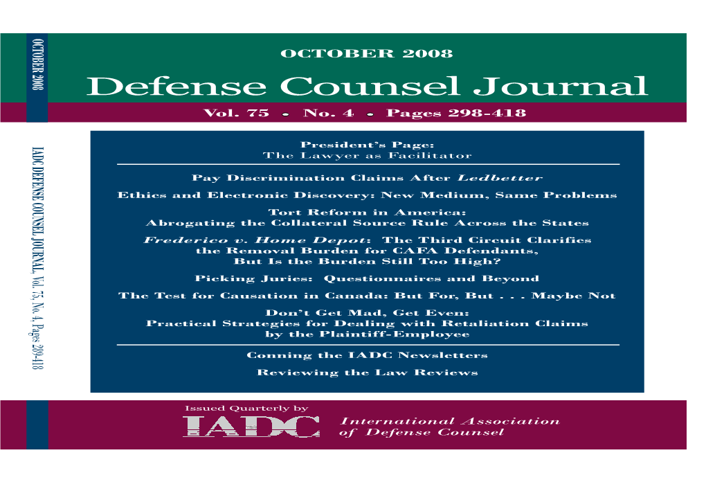 Defense Counsel Journal Vol
