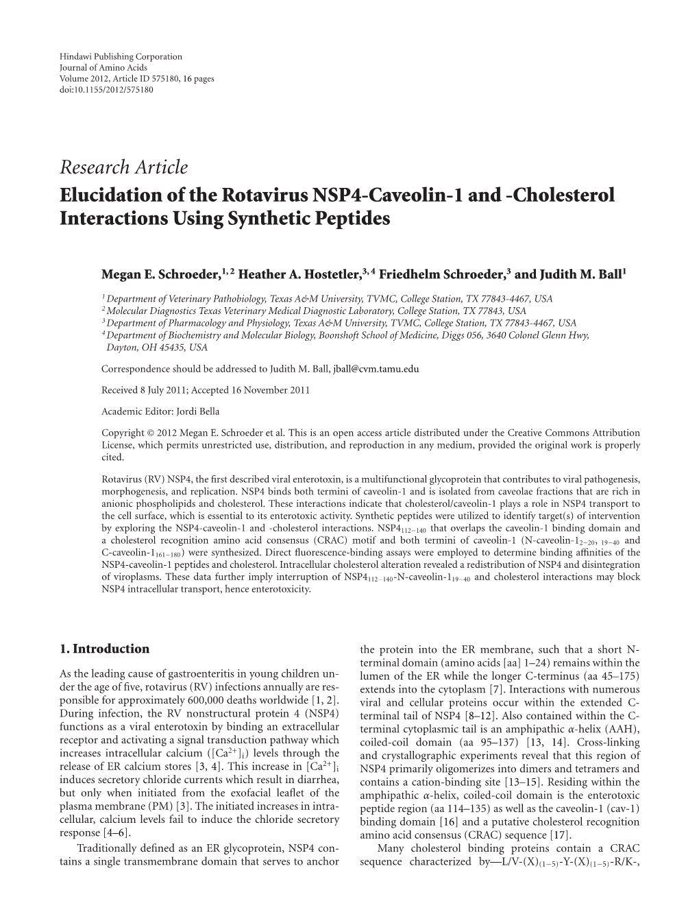 Elucidation of the Rotavirus NSP4-Caveolin-1 And-Cholesterol