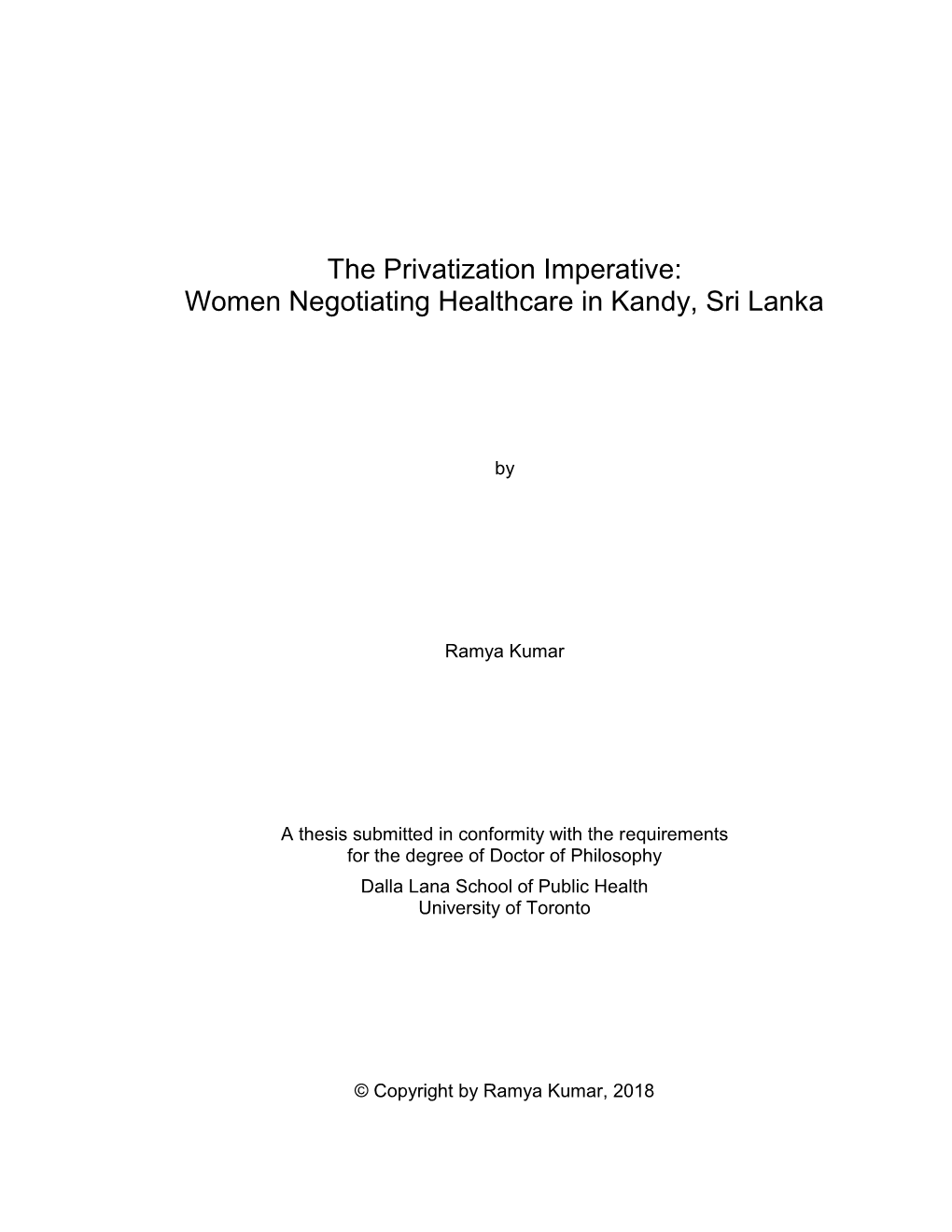 Women Negotiating Healthcare in Kandy, Sri Lanka