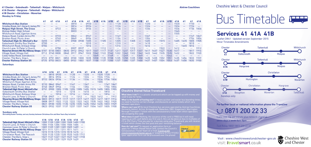 Service 41 41A 41B Bus Timetable September 2015