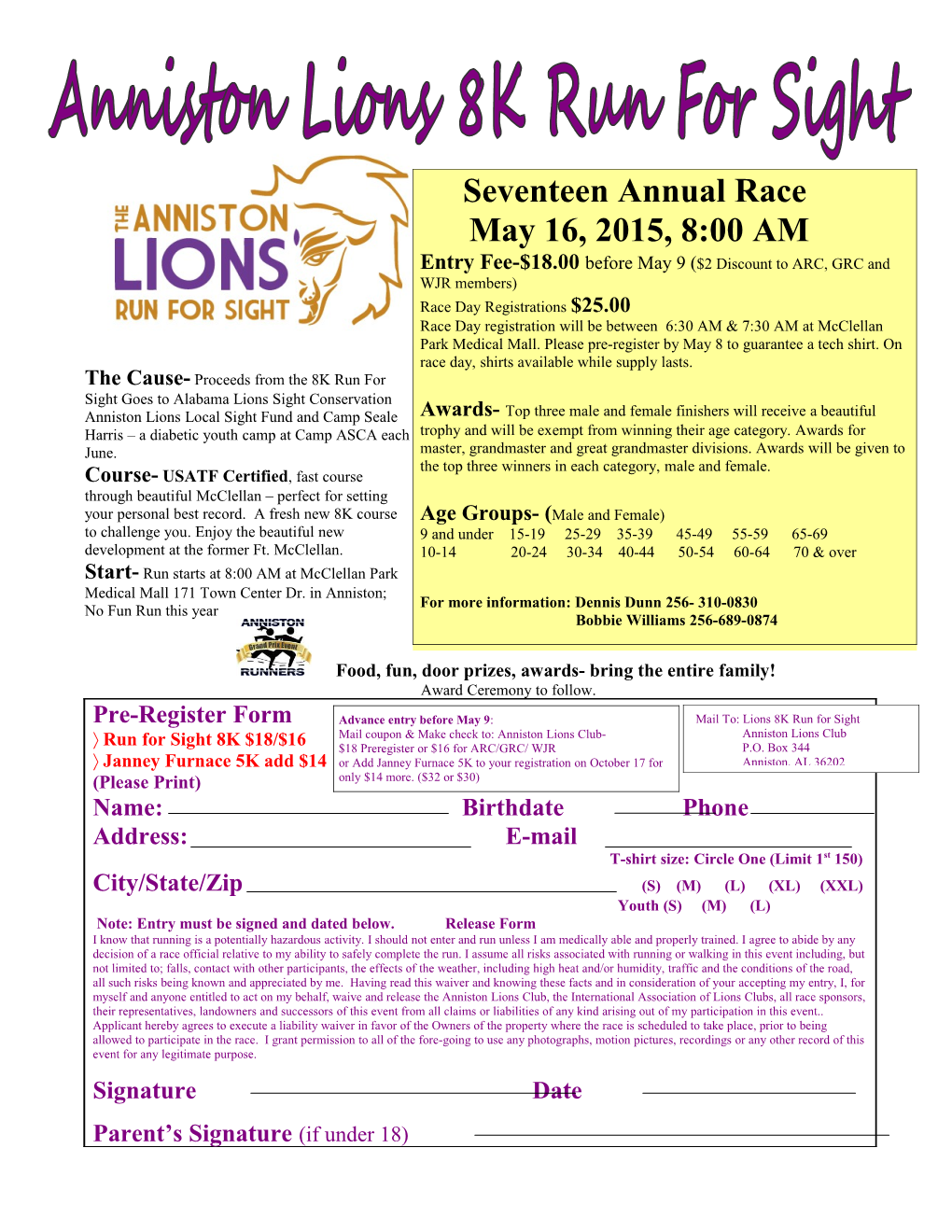 Anniston Lions Run for Sight