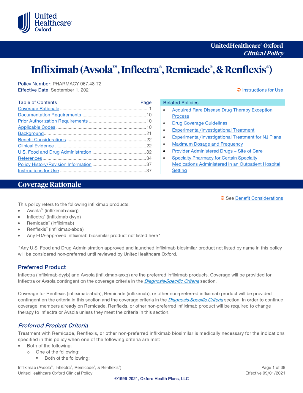 Infliximab (Avsola™, Inflectra®, Remicade®, & Renflexis®)
