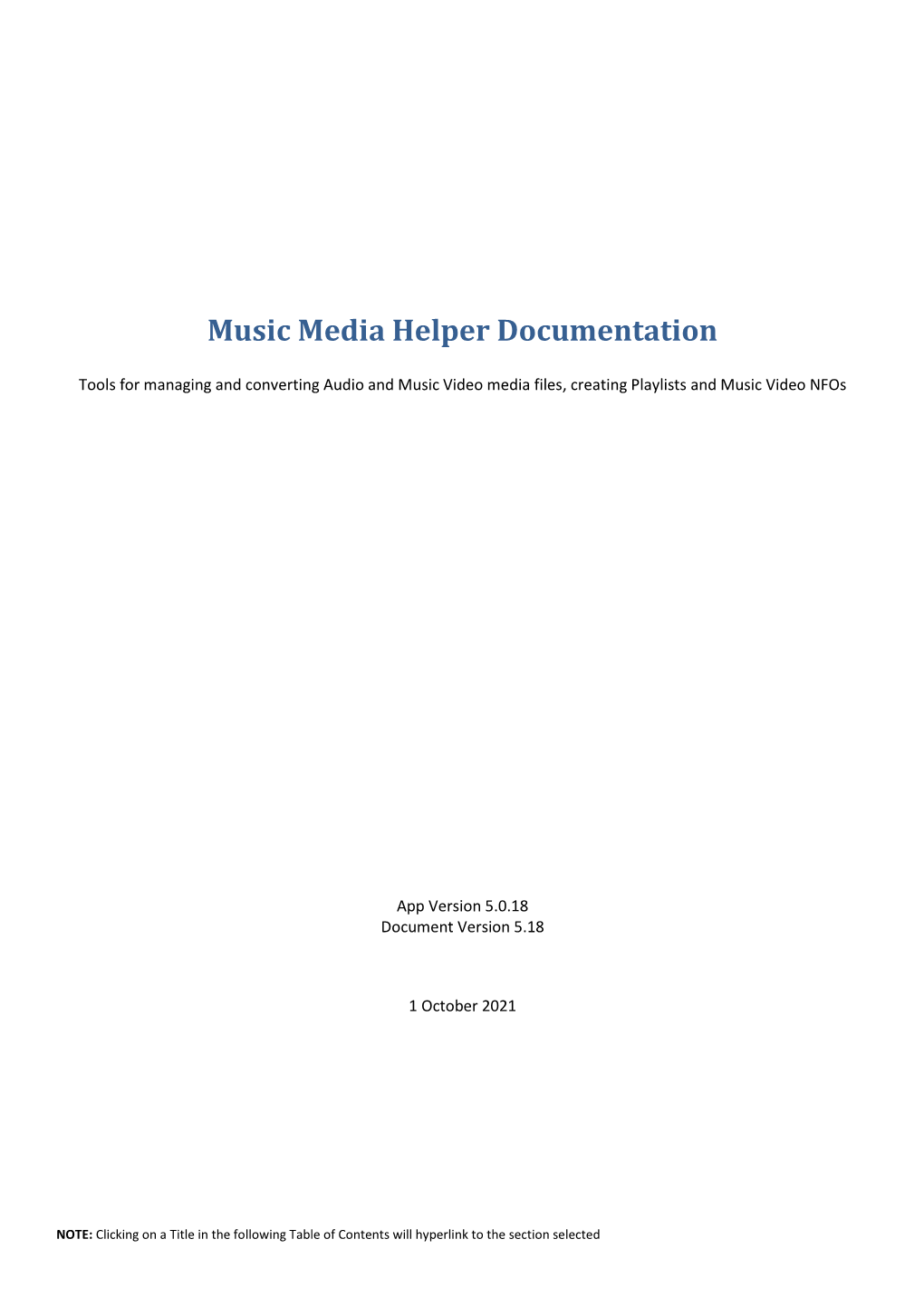 Music Media Helper Documentation