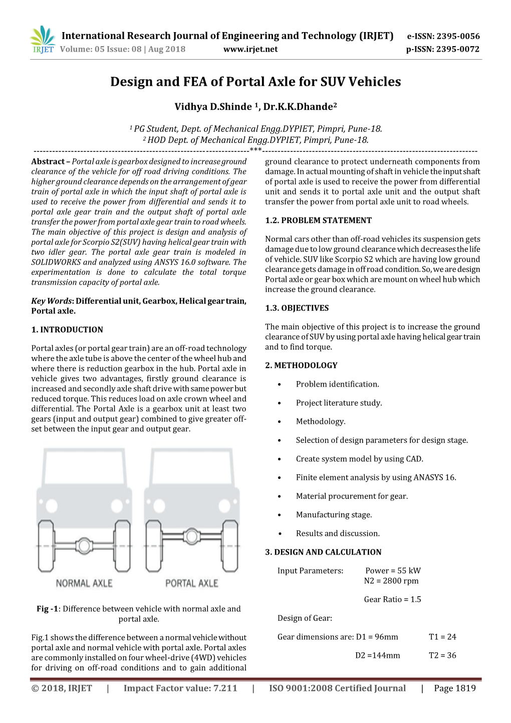 Design and FEA of Portal Axle for SUV Vehicles