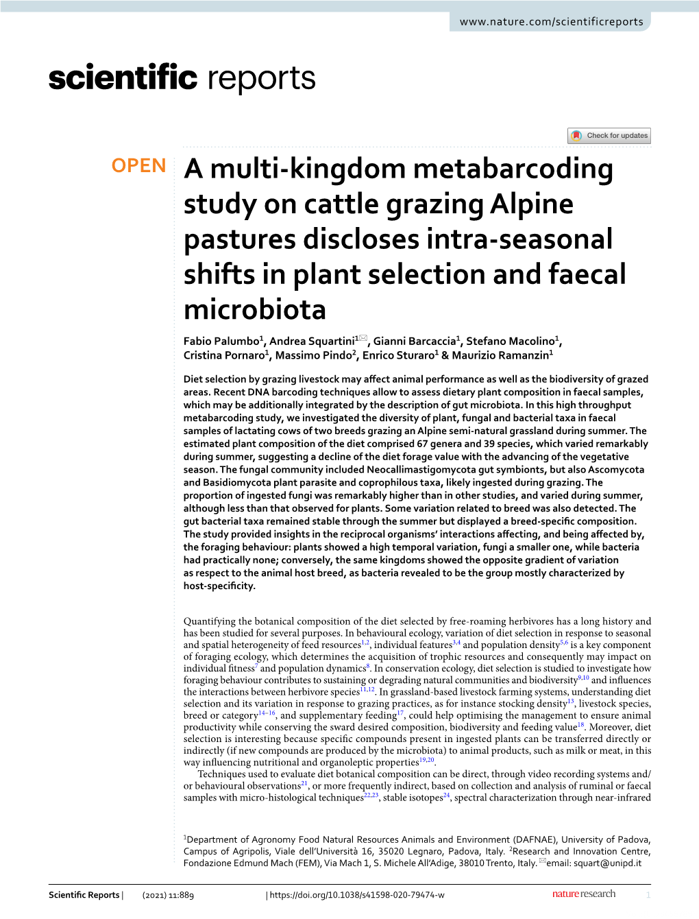 A Multi-Kingdom Metabarcoding Study on Cattle Grazing Alpine Pastures