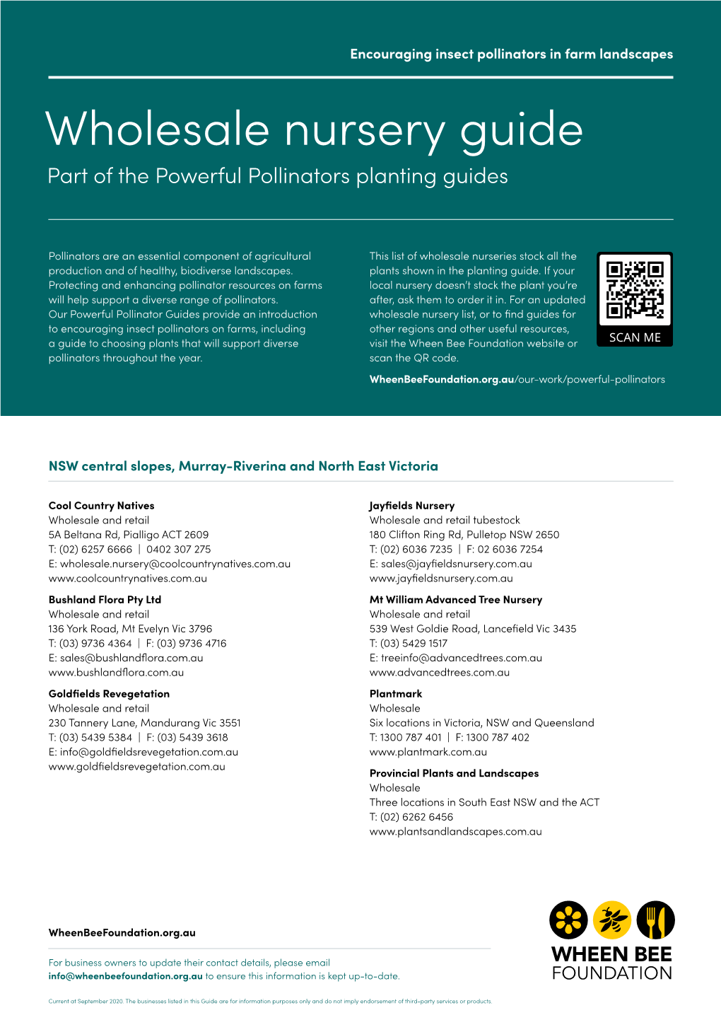 Wholesale Nursery Guide Part of the Powerful Pollinators Planting Guides