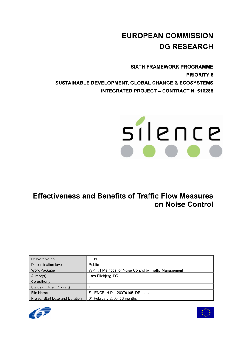 Effectiveness and Benefits of Traffic Flow Measures on Noise Control