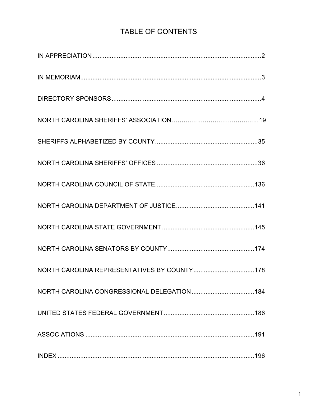 Table of Contents