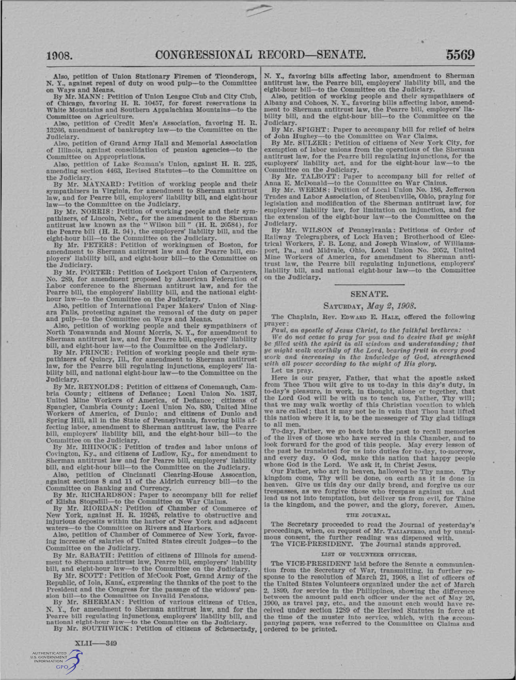 1908. Congressional Record-Senate. 5569