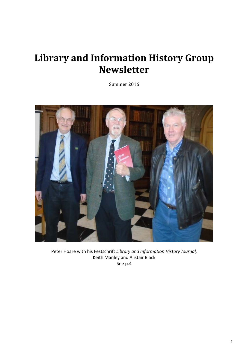 Library and Information History Group Newsletter