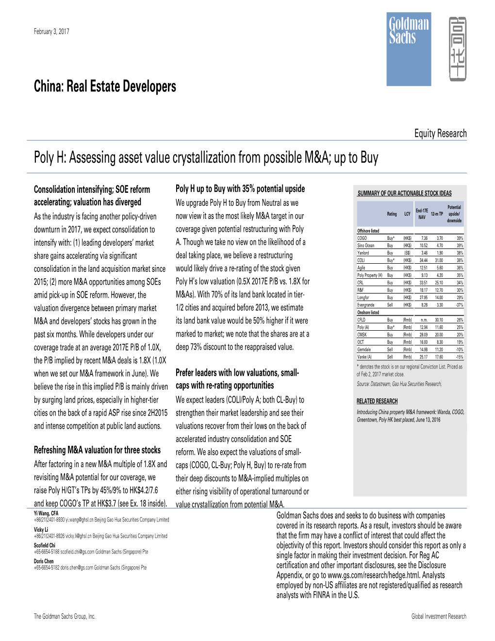 Poly H: Assessing Asset Value Crystallization from Possible M&A; Up