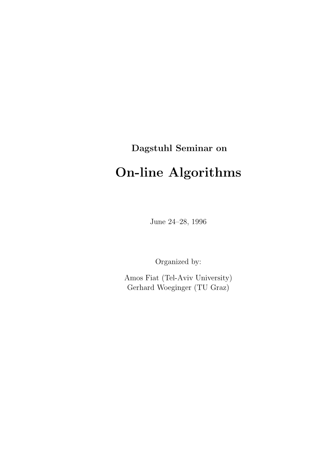 On-Line Algorithms