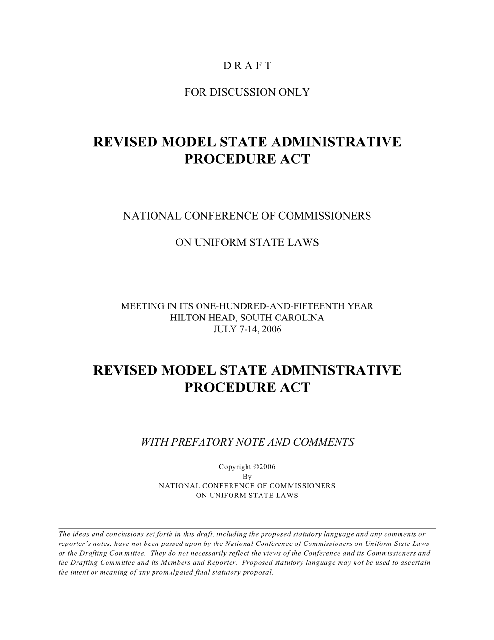 Revised Model State Administrative Procedure Act Revised Model State Administrative Procedure
