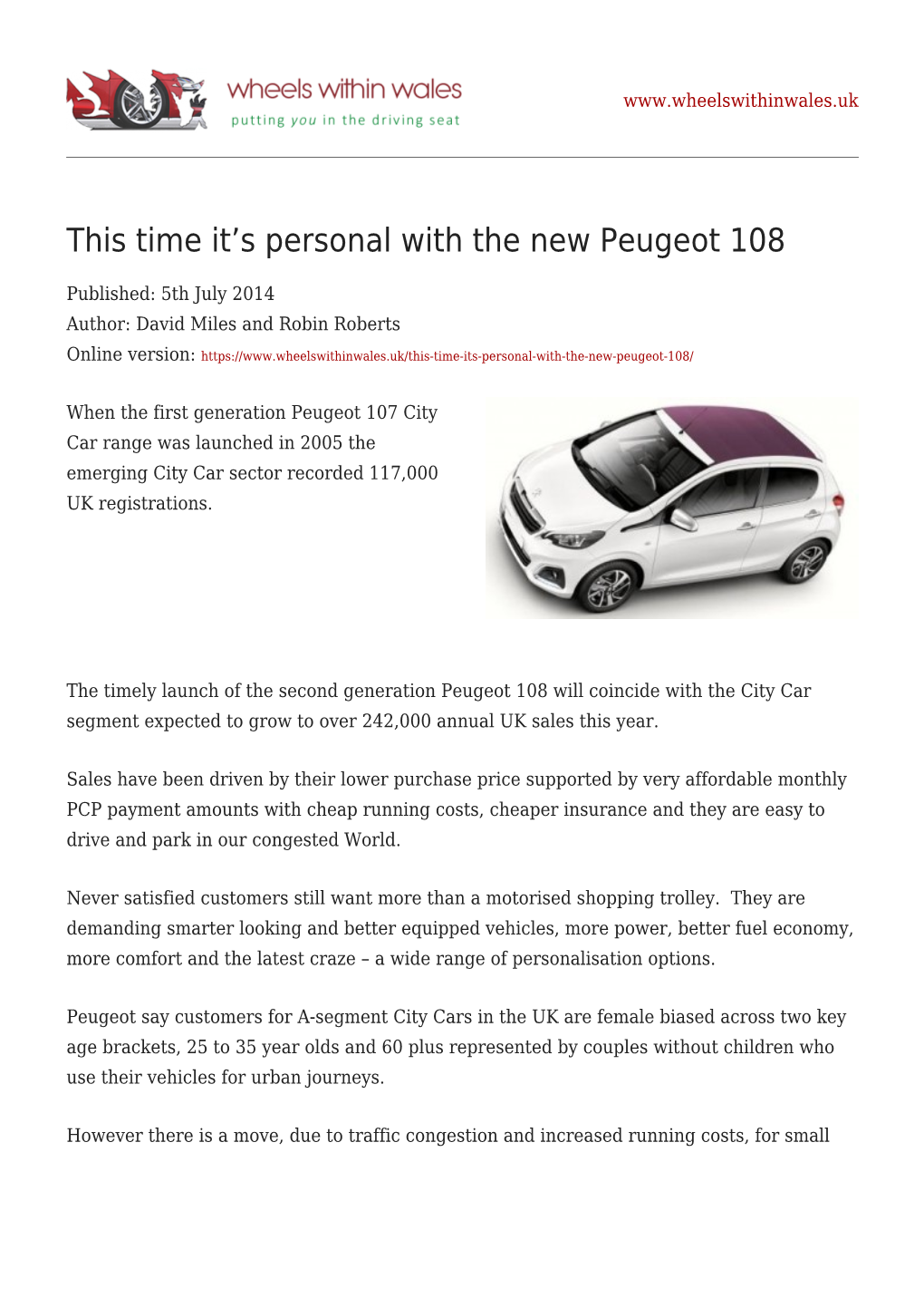 S Personal with the New Peugeot 108