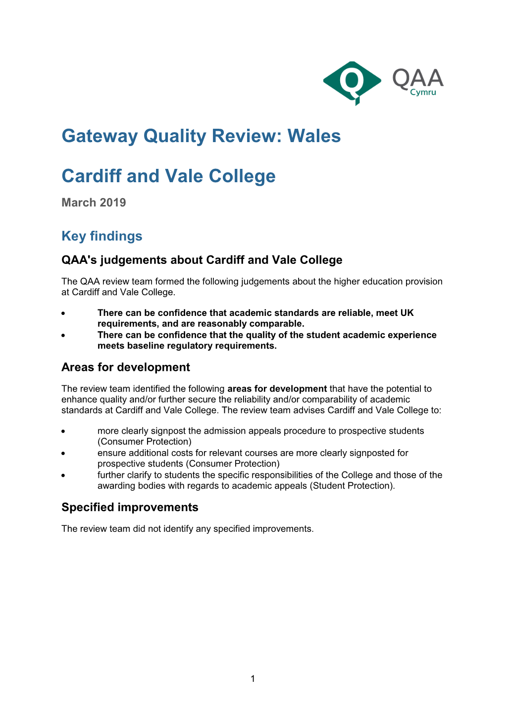 Cardiff and Vale College, March 2019