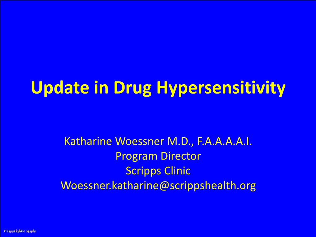 Update in Drug Hypersensitivity