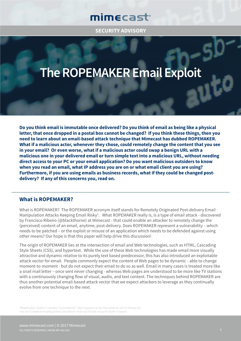 The ROPEMAKER Email Exploit