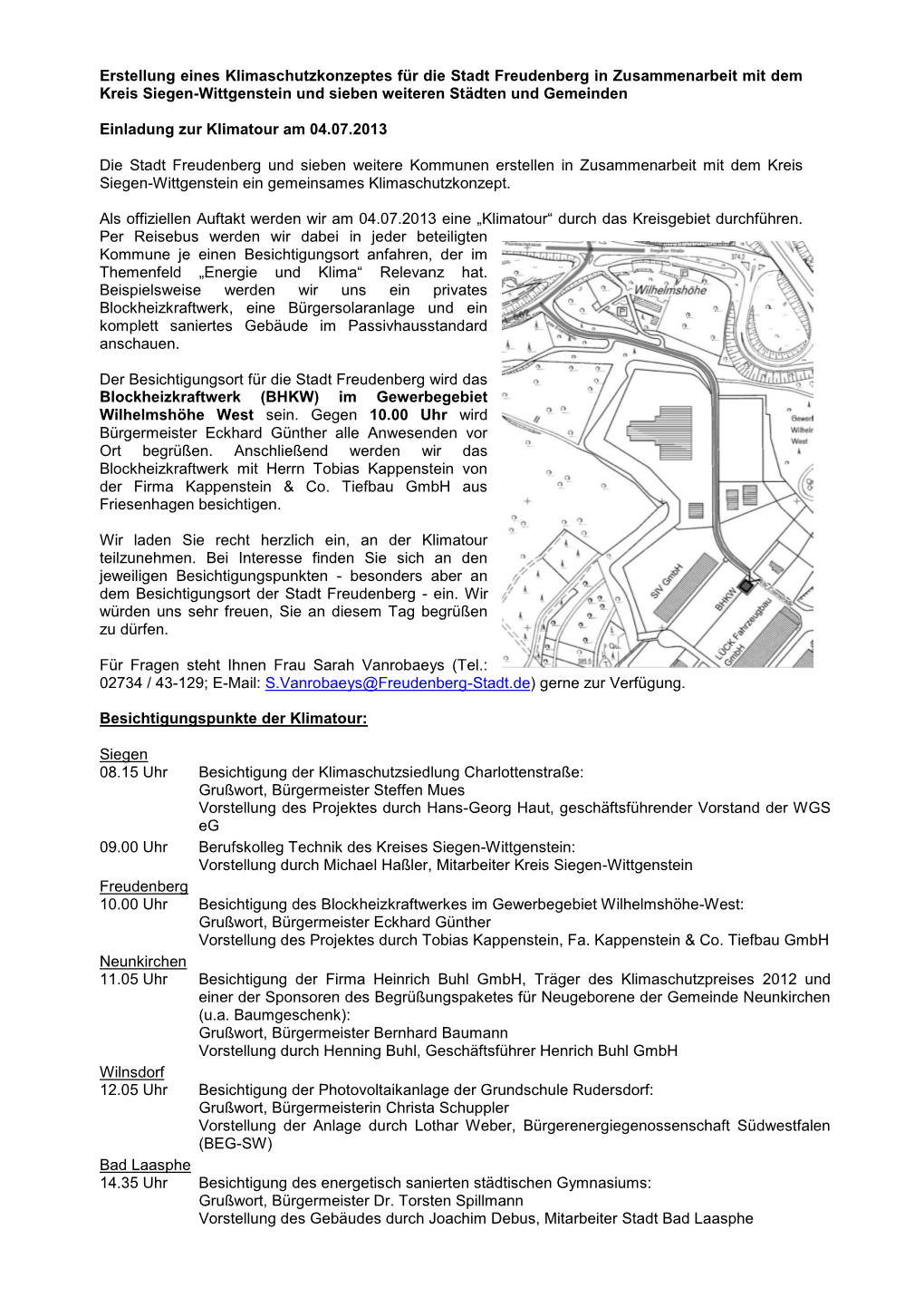 Erstellung Eines Klimaschutzkonzeptes Für Die Stadt Freudenberg in Zusammenarbeit Mit Dem Kreis Siegen-Wittgenstein Und Sieben Weiteren Städten Und Gemeinden