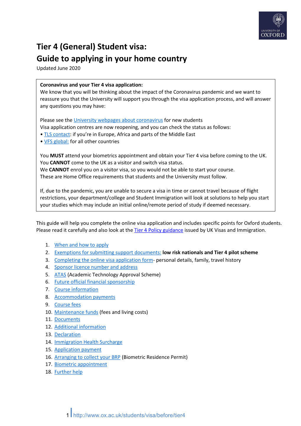 Tier 4 (General) Student Visa: Guide to Applying in Your Home Country Updated June 2020