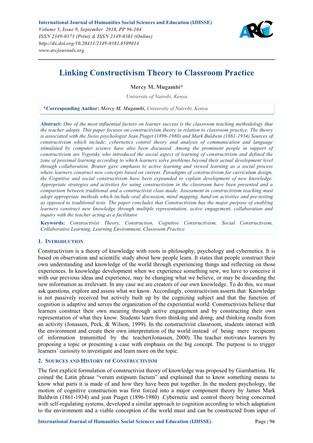 Linking Constructivism Theory to Classroom Practice