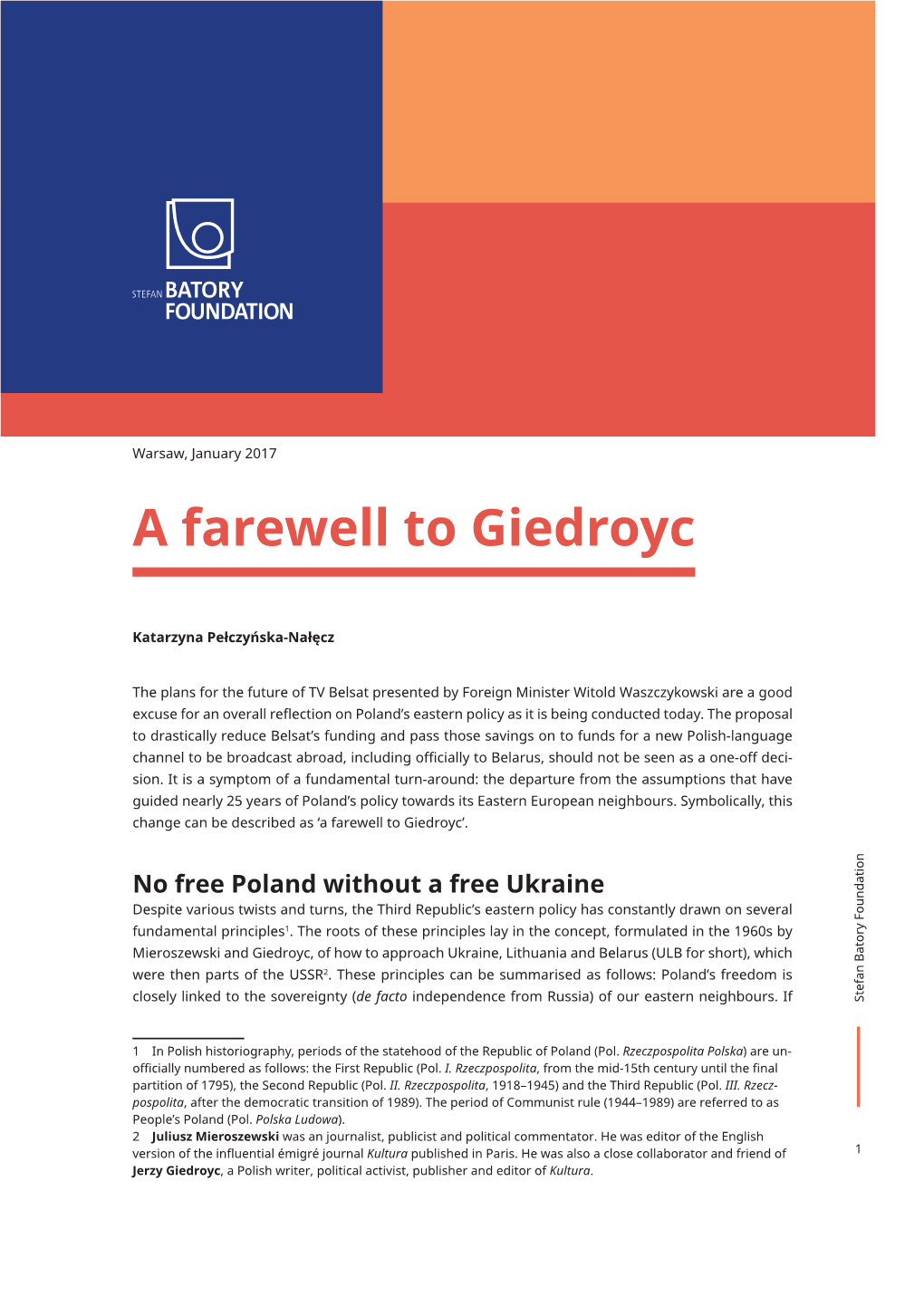 A Farewell to Giedroyc