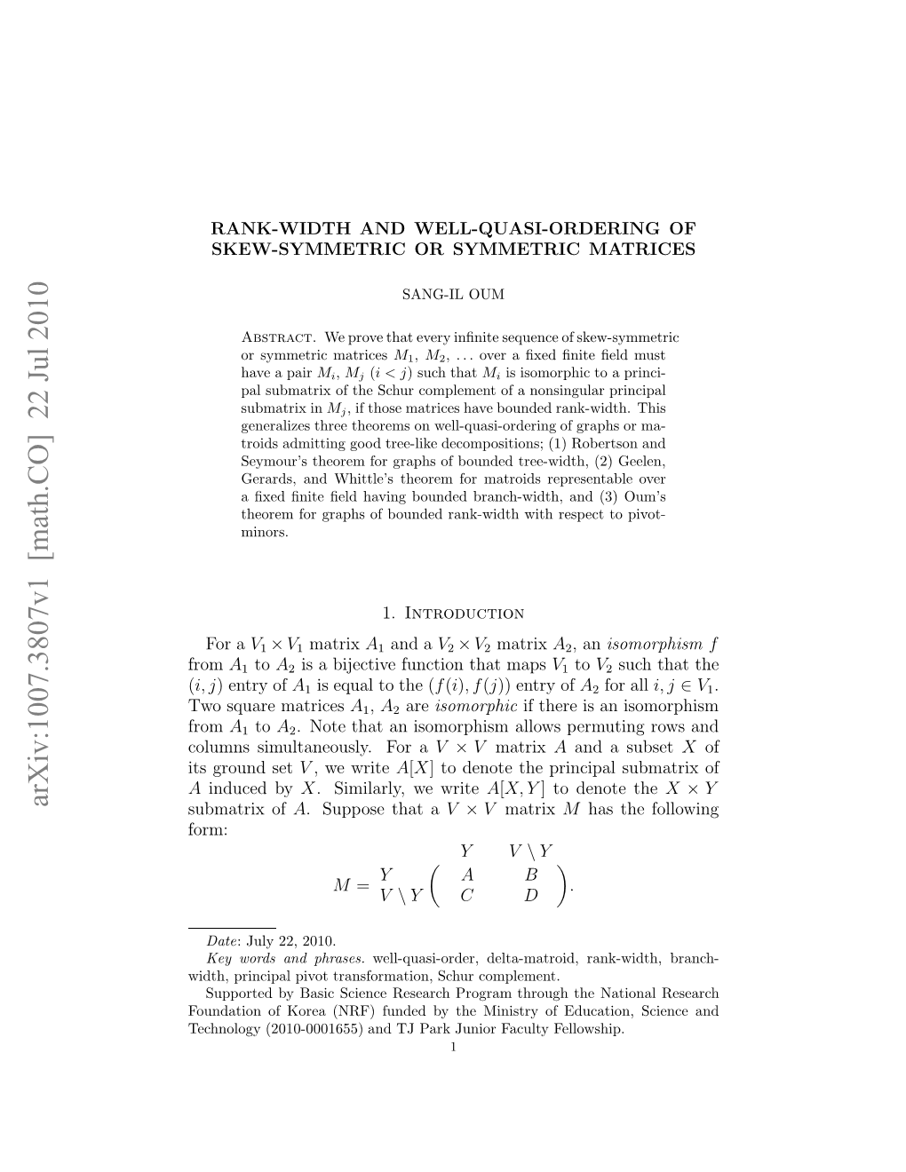 Rank-Width and Well-Quasi-Ordering of Skew-Symmetric Or Symmetric