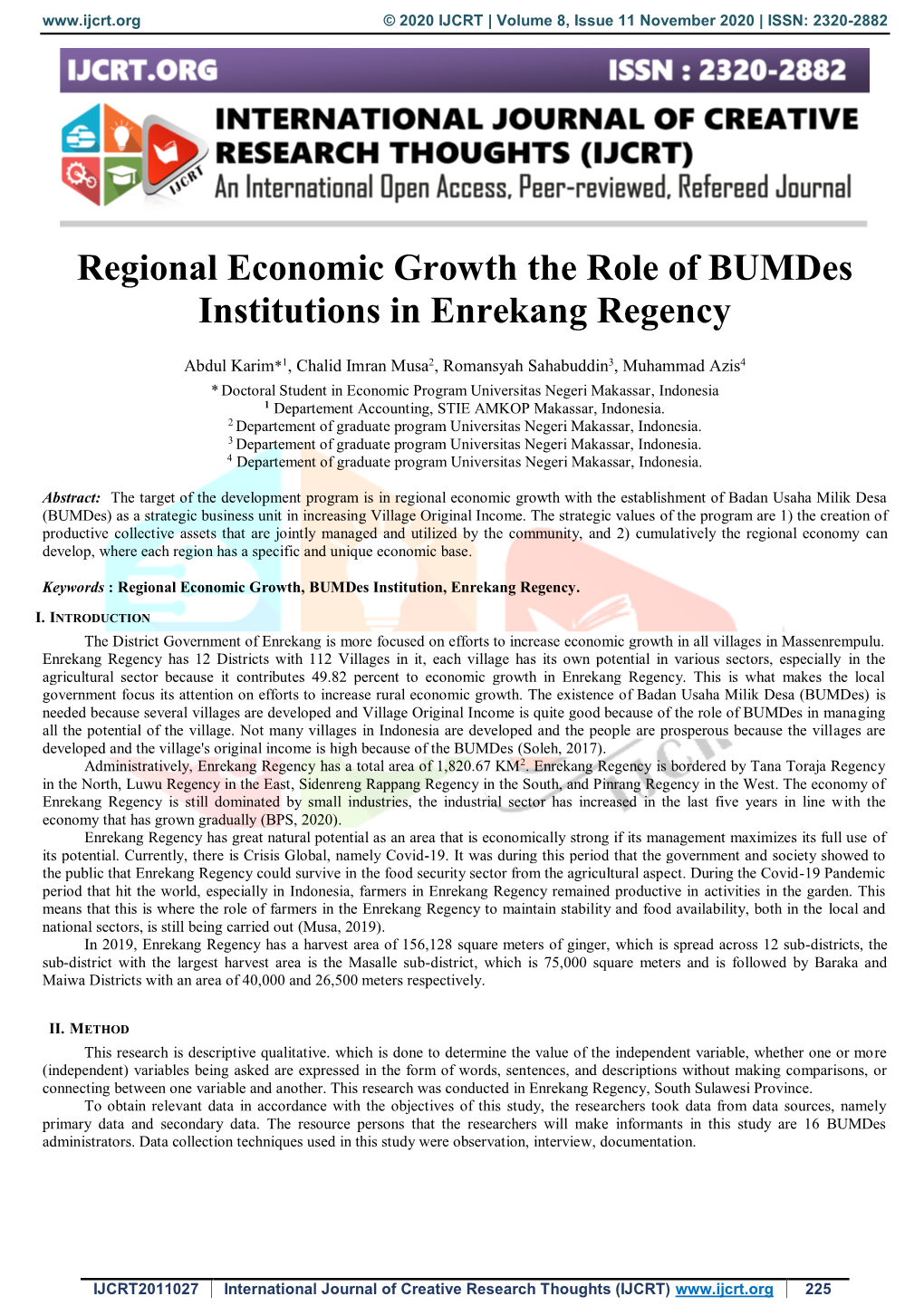 Regional Economic Growth the Role of Bumdes Institutions in Enrekang Regency