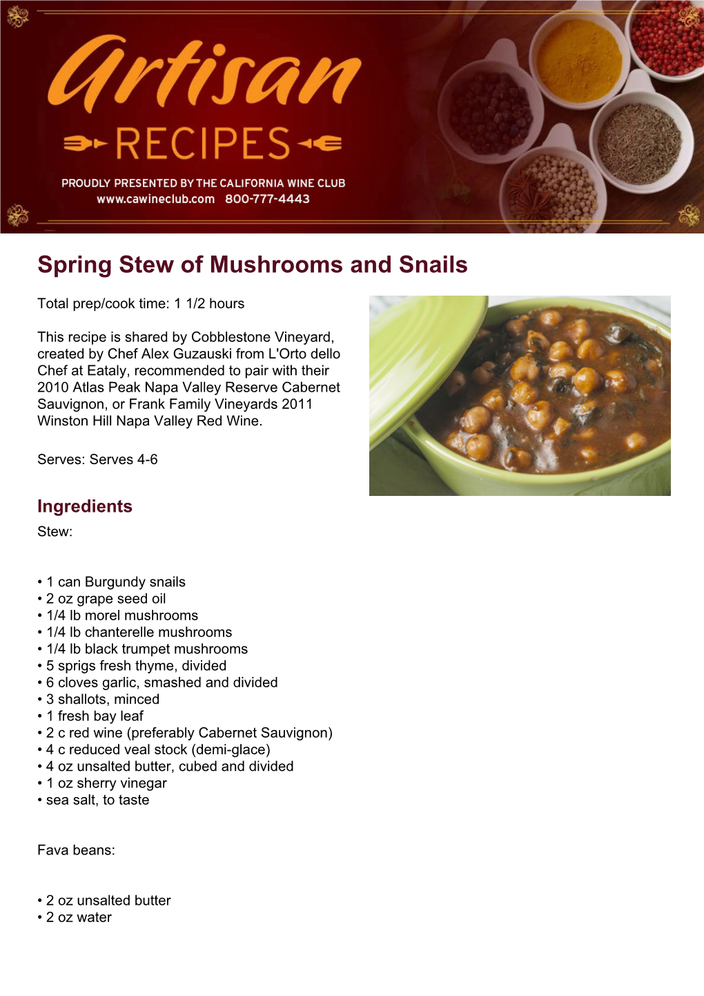 Spring Stew of Mushrooms and Snails