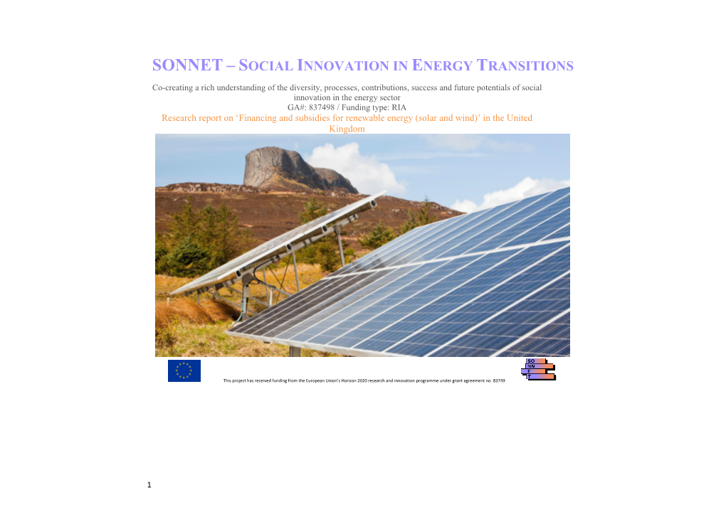 Sonnet – Social Innovation in Energy Transitions