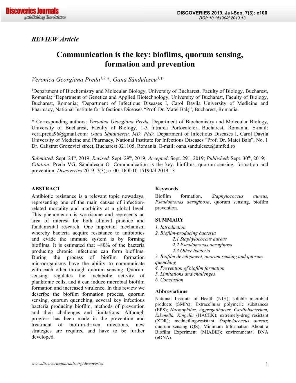 Biofilms, Quorum Sensing, Formation and Prevention