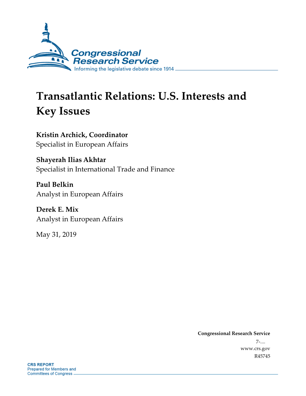 Transatlantic Relations: U.S