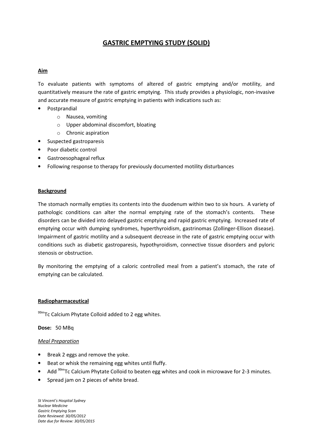 Gastric Emptying Study (Solid)