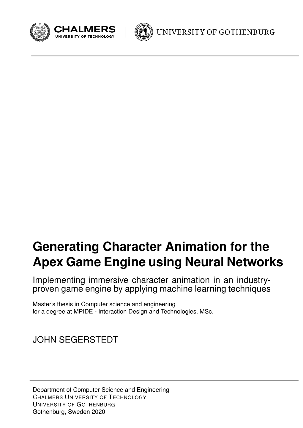 Generating Character Animation for the Apex Game Engine Using