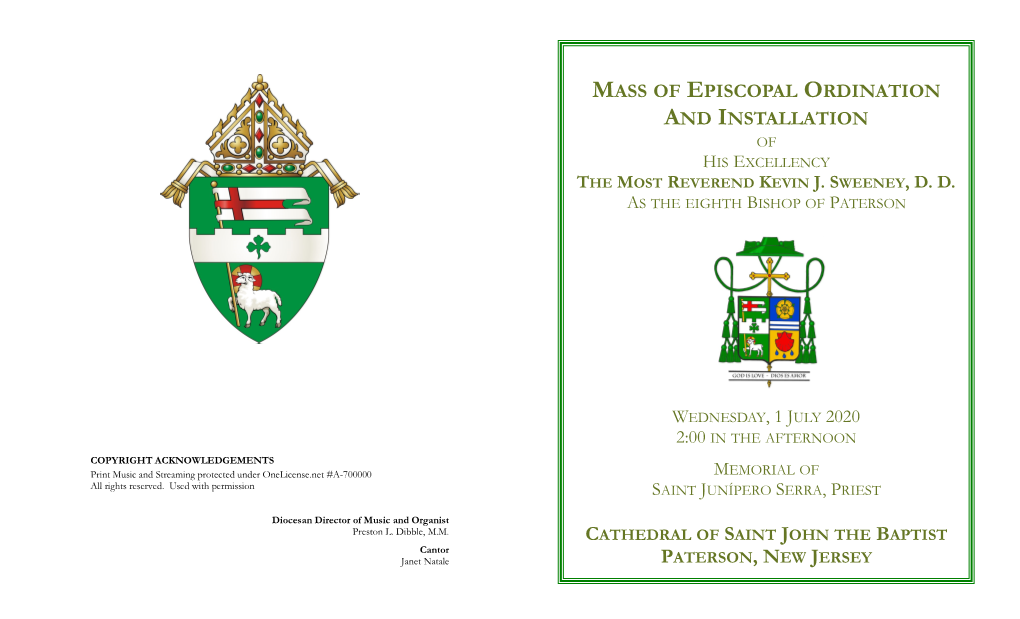 Mass of Episcopal Ordination and Installation of His Excellency the Most Reverend Kevin J