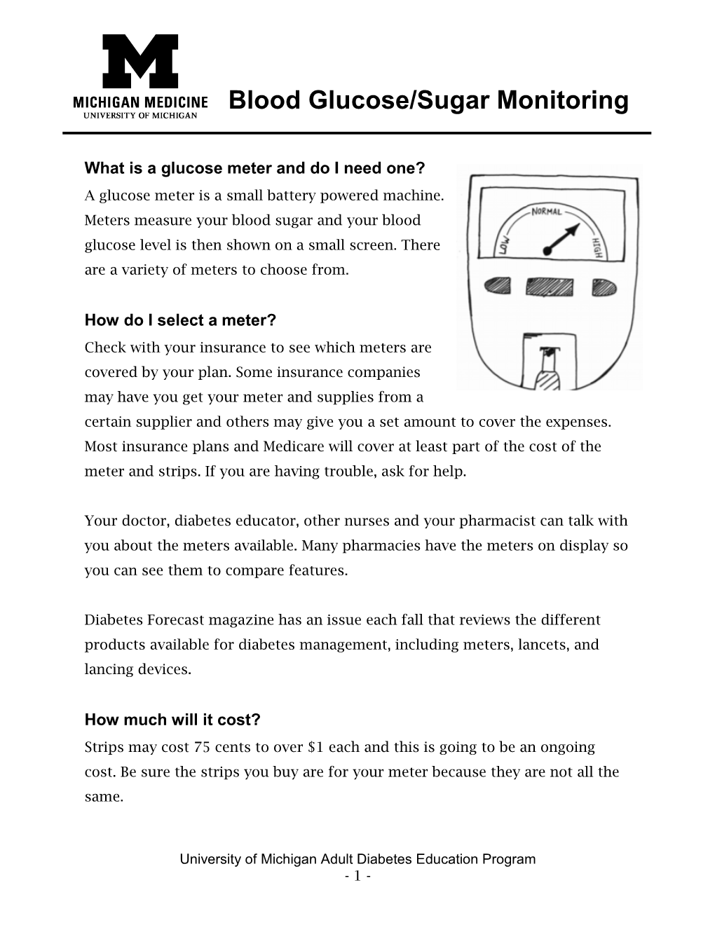 Blood Glucose/Sugar Monitoring