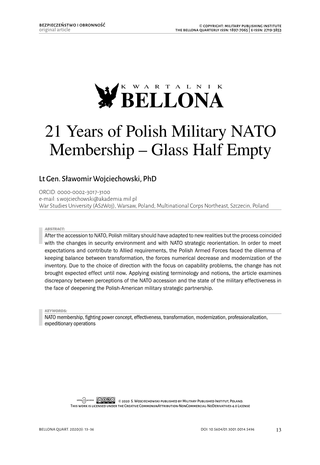 21 Years of Polish Military NATO Membership – Glass Half Empty