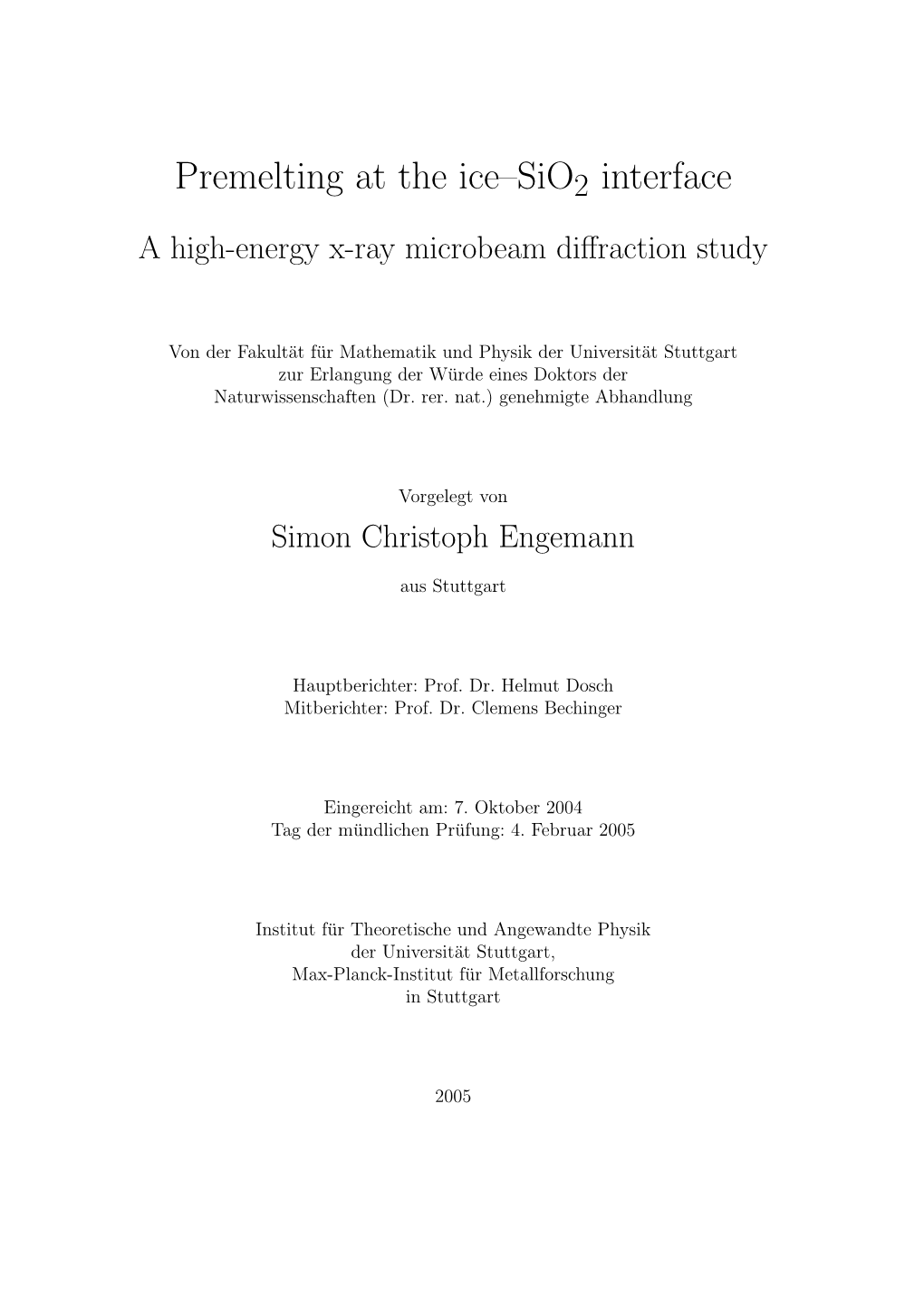 Premelting at the Ice–Sio2 Interface a High-Energy X-Ray Microbeam Diﬀraction Study