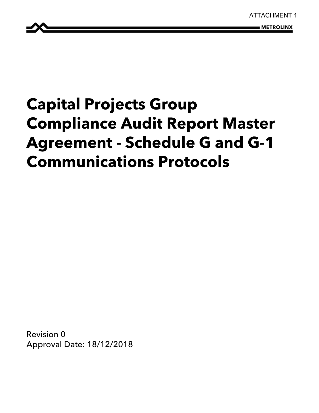 Capital Projects Group Compliance Audit Report Master Agreement - Schedule G and G-1 Communications Protocols