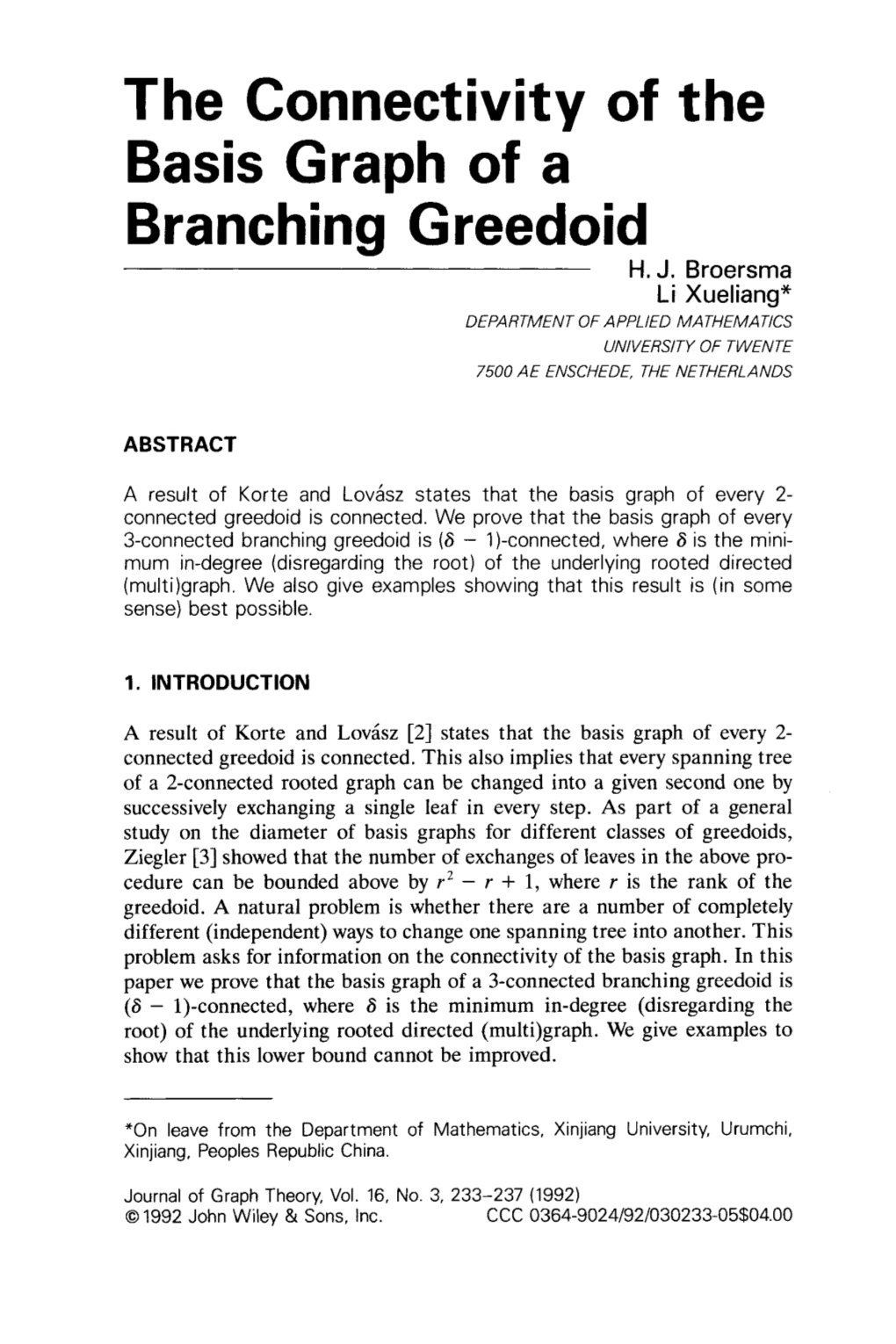 The Connectivity of the Basis Graph of a Branching Greedoid